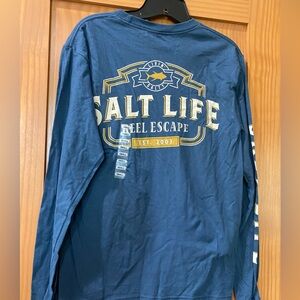 Salt Life Men’s Navy Long Sleeve Livin Salty T-Shirt NWT Size S